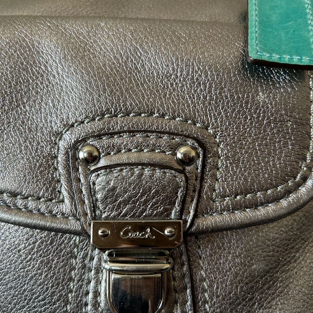 Coach Leather Patch Inside Turquoise Lined Handbag - image 10
